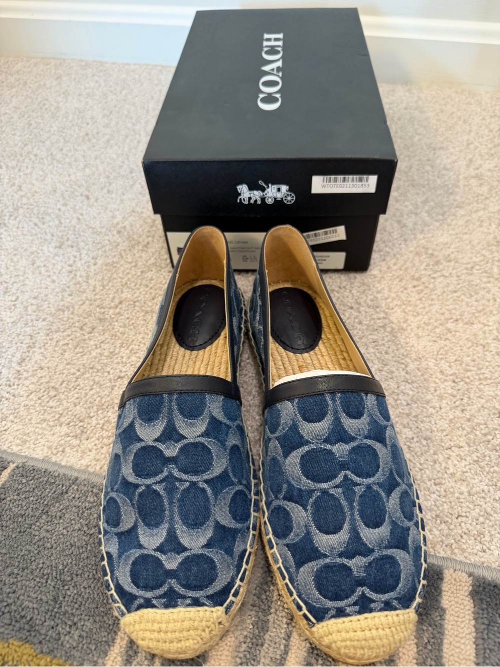 Coach Denim Signature Espadrilles in Blue with Black Trim